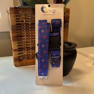 Buddy By The Sea AMERICANA STARFISH Dog Leash & Collar Set  NWT